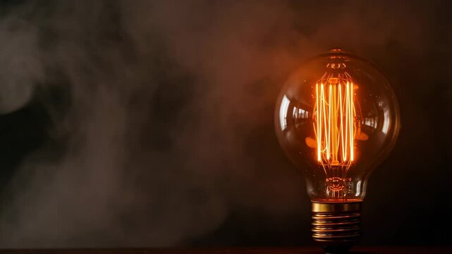 Warm Glowing Edison Bulb with Gentle Smoke in Nostalgic Atmosphere