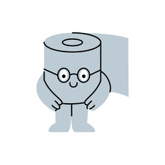 Smiling toilet paper roll with a funny expression. Vector illustration.
