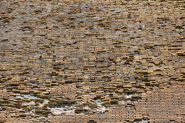 Bricks in the wall. Old wall on fortification. 
