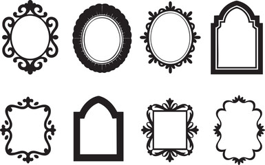 Collection of ornate decorative frames and borders in a classic silhouette style
