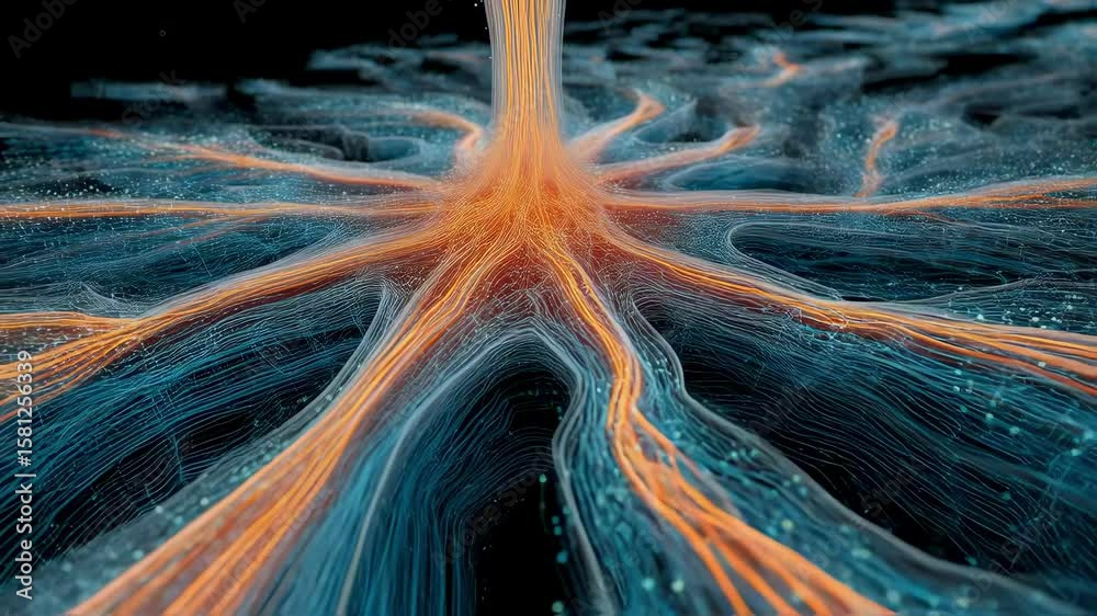 Poster glowing lines and interconnected nodes create a captivating network, representing the dynamic flow o