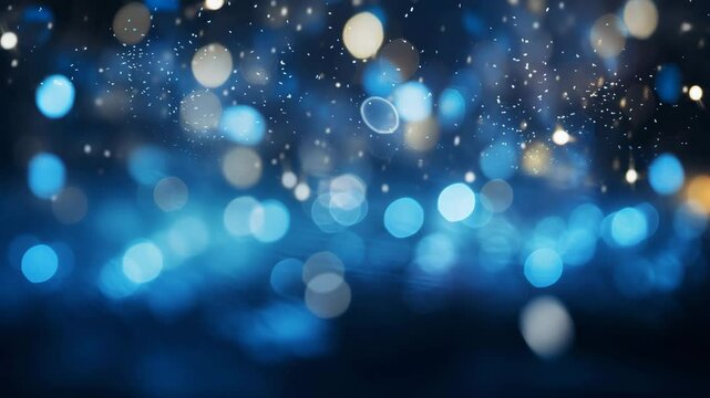  A festive background adorned with a starry night sky and soft blue light bokeh, creating a magical, dreamy atmosphere perfect for holiday celebrations, winter themes, or elegant event desi 4k