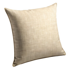 A textured beige pillow with a subtle pattern, isolated on a transparent background