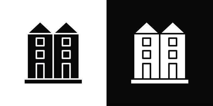 Terraced Houses icon symbol. Simple, flat design for and apps
