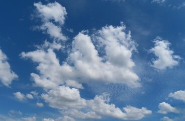 Beautiful clouds on blue sky background, natural cloudscape