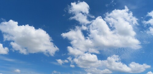 Beautiful clouds on blue sky background, natural cloudscape