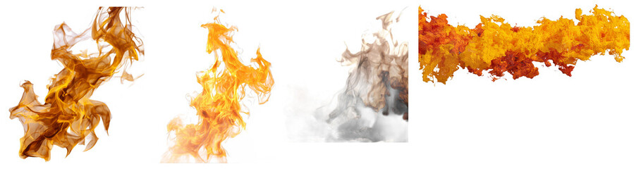 Vibrant orange flame and smoke trails streak across a dark background, capturingexcitement isolated transparent png