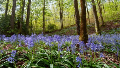 Fototapeta premium virginia bluebells in spring woodland isolated on transparent background for nature themed projects and floral designs