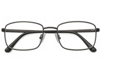 Stylish black-rimmed glasses displayed on a transparent background, ideal for design projects and fashion concepts