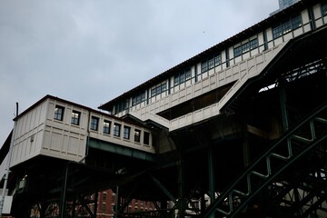 Harlem Elevated Subway Station With Green Trestle (New York, New York, USA)

