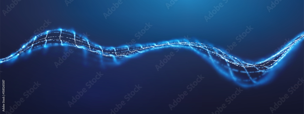 Fototapete ai data wave abstract background with tech line patterns and digital network flow. futuristic 3d blu