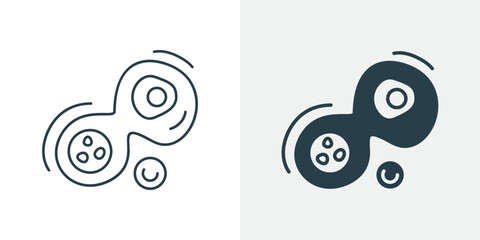 Cell Division Icon Vector - DNA, Genetic Engineering, Biotechnology Development and Mitosis Biology Outline and Solid Illustration
