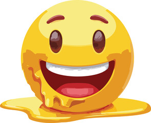 Fototapeta premium Trendy Melting Emoji Face with Playful Expression Illustration