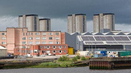 High rise council flats in Glasgow city from across the River Clyde © Richard Johnson