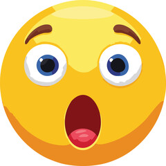 Fototapeta premium Shocked Face Emoji with Wide Eyes and Open Mouth Expression