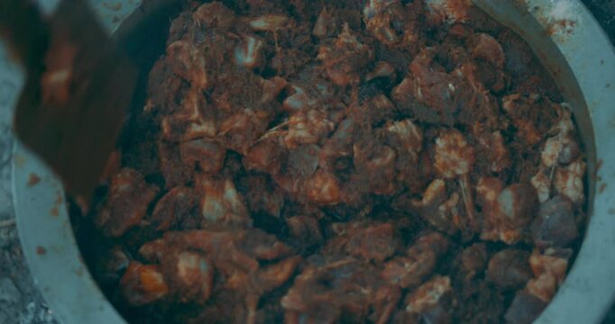 Mutton saoji recipe in a pot and in a handi