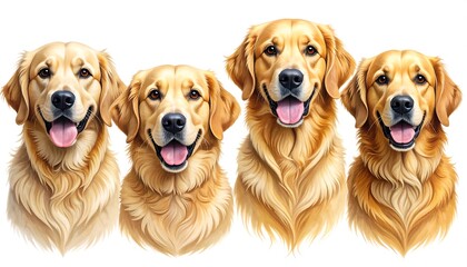 Four golden retriever portraits