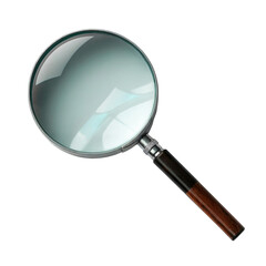 Magnifying glass for detailed examination and precise investigation work isolated on transparent background