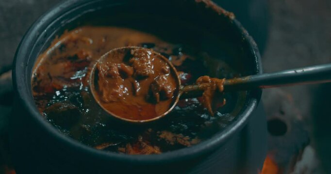 Mutton saoji recipe in a pot and in a handi