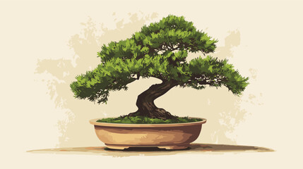 vector bonsai tree in pot .Generative AI