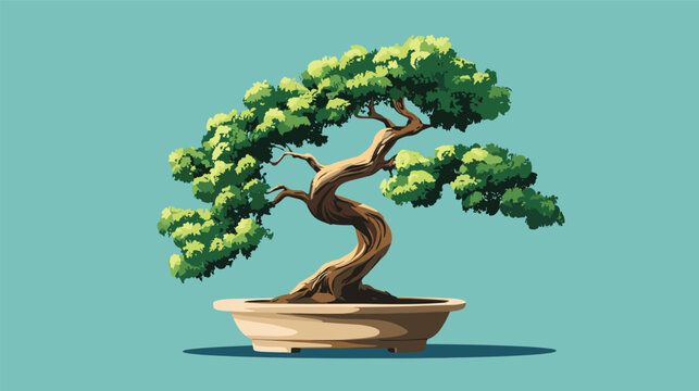 vector bonsai tree in pot .Generative AI