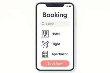 Mobile booking app for hotel, flight, and apartment reservations
