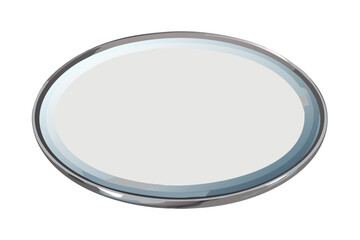 Isolated oval mirror with chrome frame for bathroom or bedroom wall decor use