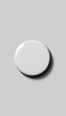 Minimalist White Enamel Pin on Light Gray Background with Shadow