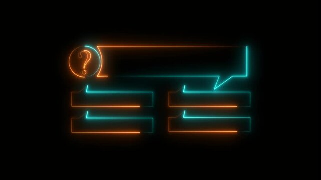 Quiz question Animation with option selection on black background.