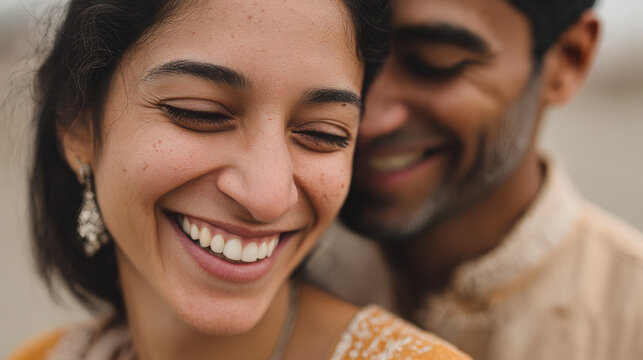 Romantic moment on a date, a happy couple in love, sincere smiling young Indians happy together, a young man and a woman in a modern style, a photo on a date in an open car, romantic soft light