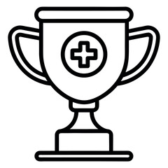 Simple Trophy Cup with Medical Plus Sign Engraved &ndash; Healthcare Award and Medical Achievement Icon in Minimal Vector Design