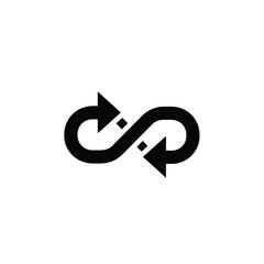 Interlocking arrows forming an infinity symbol, representing continuous cyclical process.