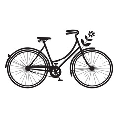 Fototapeta premium Vintage bicycle vector illustration featuring an isolated black silhouette on a white background, perfect for cycling sport and retro transport themes