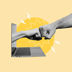 represents, battle, opinions, laptop, Advertisement, Communication, Confrontation, Cooperation, Two...