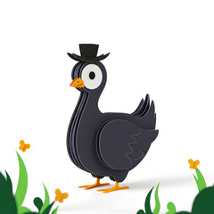 Paper Craft Duck with a Hat: A charming paper craft duck dons a stylish hat, creating a whimsical and playful scene of origami charm.