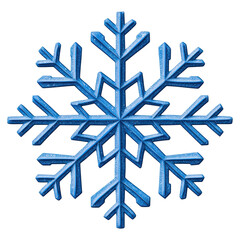 Fototapeta premium Blue Snowflake Design with Intricate Pattern for Seasonal Decor, isolated on transparent background.