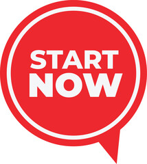 ‘START NOW’ Red Speech Bubble – Bold White Text on Gradient Background with Clean, Modern Digital Illustration