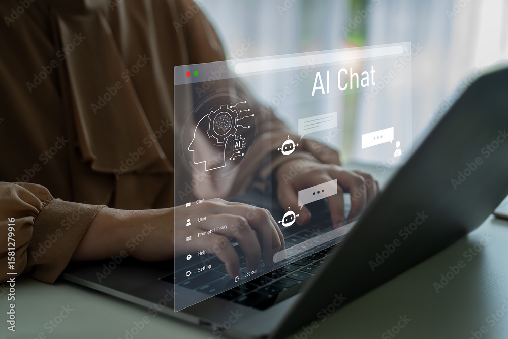 Poster ai chatbot interface facilitates communication, chatbot, and ai interaction for automated user suppo
