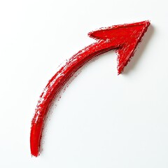 Red arrow curving upward on white background