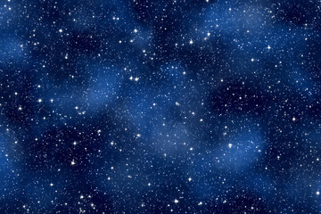 Deep Blue Night Sky Background with Numerous Sparkling Stars and Subtle Nebulae Effects Seamless Texture for Design Projects