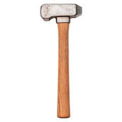 Hammer with wooden handle on white background for construction tasks, isolated on transparent background.