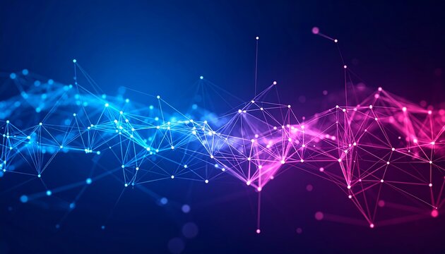 Abstract digital network graphic.  Dynamic, glowing lines