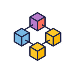 Colorful Block Chain Network Illustration