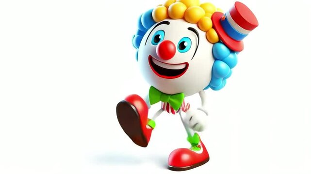 Illustration of a cute, adorable 3D clown cartoon
