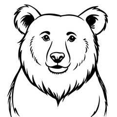 Obraz premium Cartoon bear illustration with simple lines on white background 