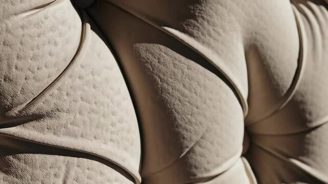 Dynamic closeup of beige textured fabrics with intriguing creases and shadows