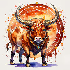 Watercolor horoscope sign Taurus