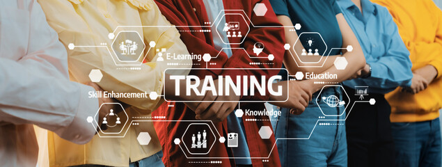Image depicting a diverse group of individuals standing together, showcasing modern training...