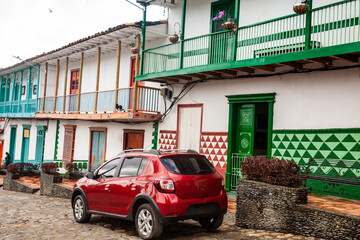Beautiful streets of the colonial town of Concepcion in Antioquia, Colombia.