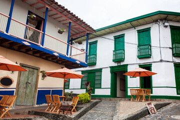 Beautiful streets of the colonial town of Concepcion in Antioquia, Colombia.